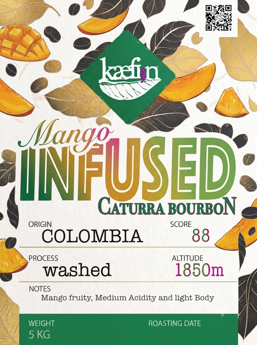 Colombia – Caturra Bourbon – washed – mango infused - Single Origin Specialty Coffee 100% arabica whole beans – 5kg