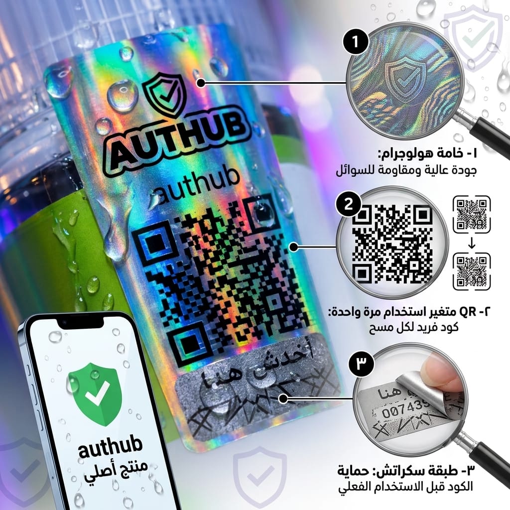 ستيكر تأمين المنتجات qr